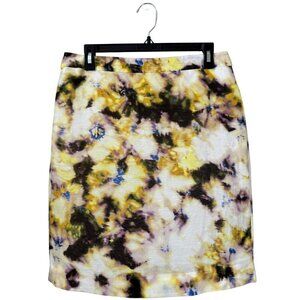 J. Crew Watercolor Tie Dye Linen Silk Mini Skirt Women's 8 Career Formal Preppy